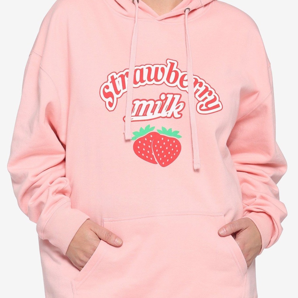 Hot Topic Strawberry Milk Pastel Pink Hoodie